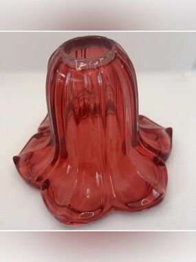 Red Glass Flower Votive Holder - Unbranded
